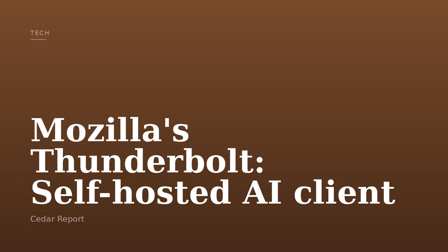 Mozilla's Thunderbolt: Self-hosted AI client