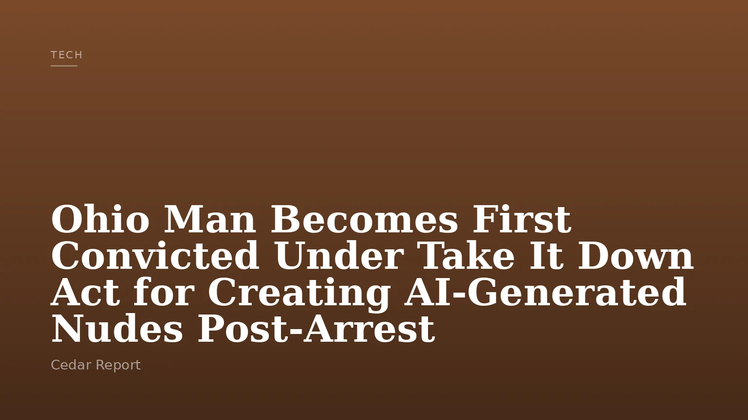 Ohio Man Becomes First Convicted Under Take It Down Act for Creating AI-Generated Nudes Post-Arrest