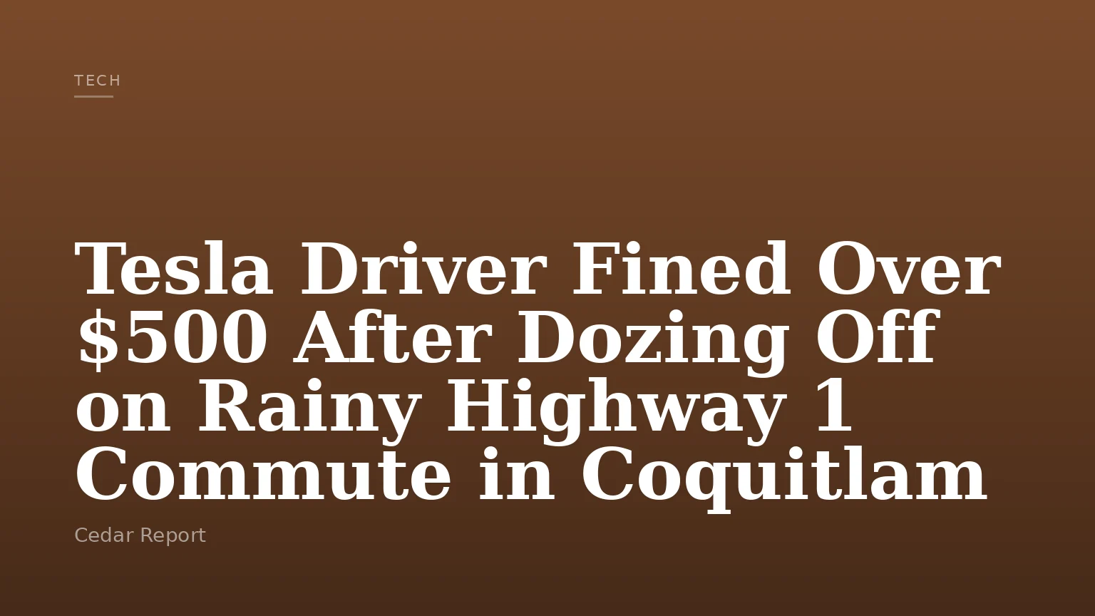 Tesla Driver Fined Over $500 After Dozing Off on Rainy Highway 1 Commute in Coquitlam
