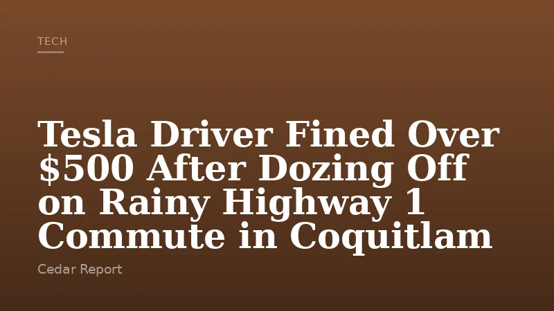 Tesla Driver Fined Over $500 After Dozing Off on Rainy Highway 1 Commute in Coquitlam