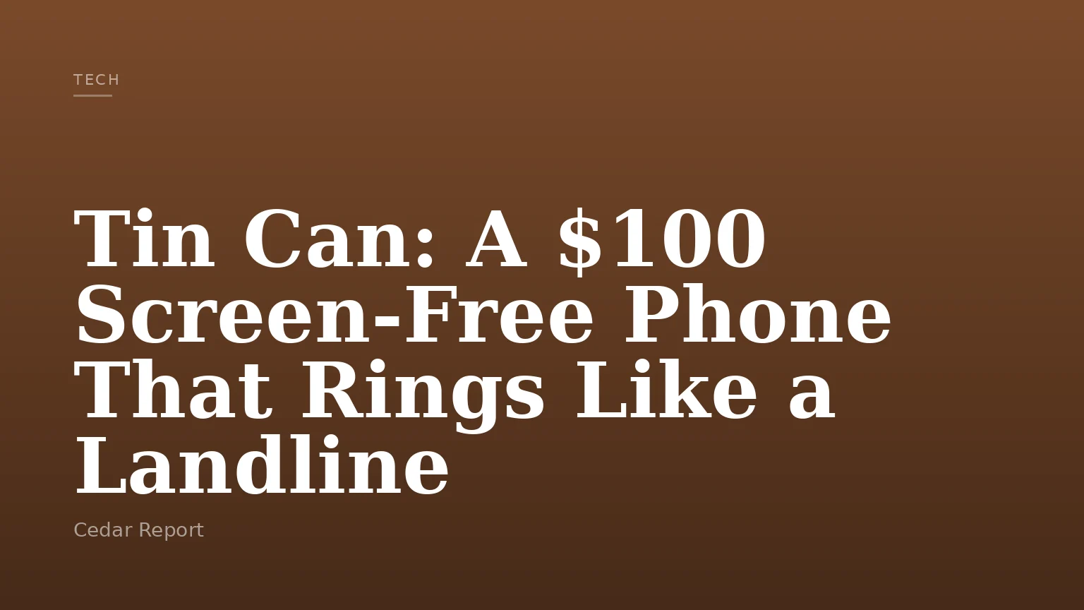 Tin Can: A $100 Screen-Free Phone That Rings Like a Landline