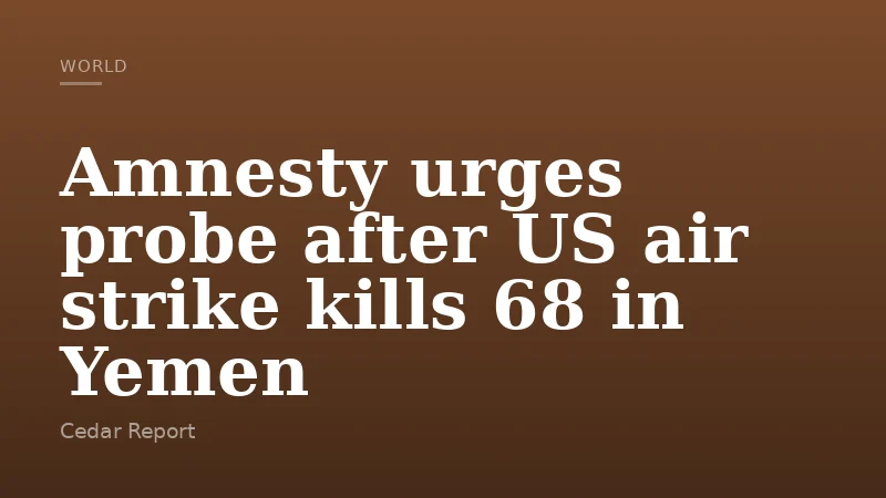 Amnesty urges probe after US air strike kills 68 in Yemen