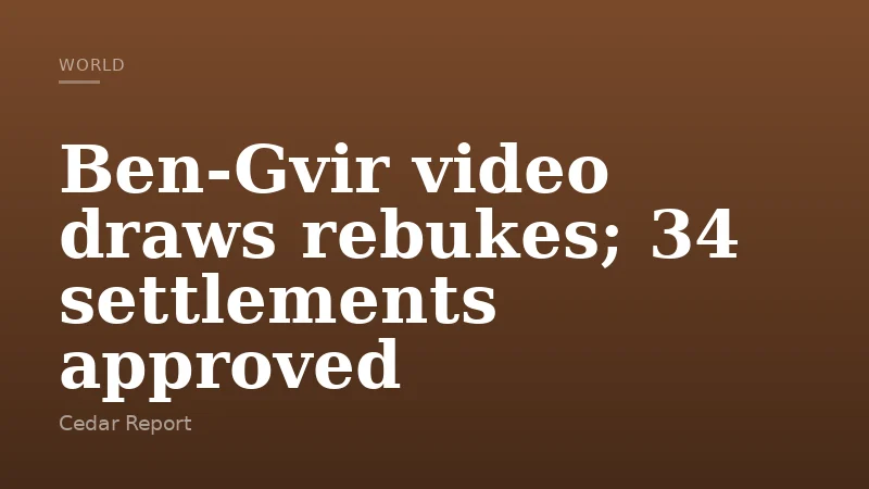 Ben-Gvir video draws rebukes; 34 settlements approved