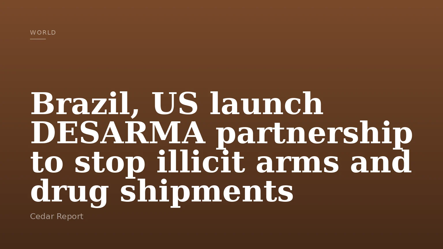 Brazil, US launch DESARMA partnership to stop illicit arms and drug shipments