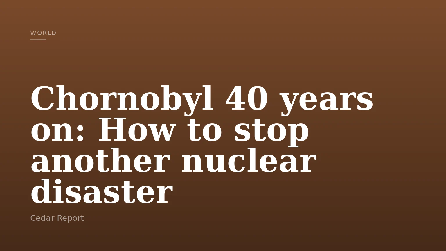 Chornobyl 40 years on: How to stop another nuclear disaster