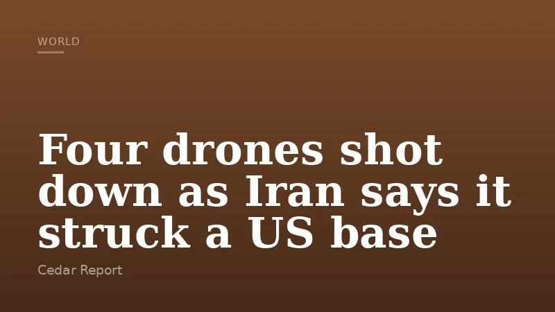 Four drones shot down as Iran says it struck a US base