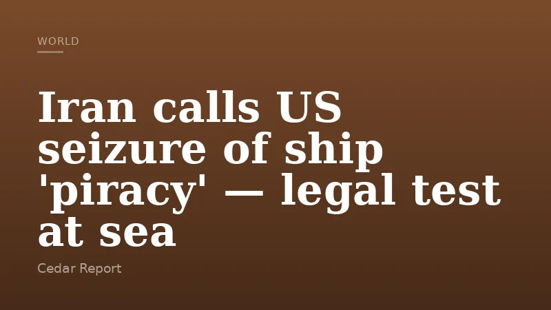 Iran calls US seizure of ship 'piracy' — legal test at sea
