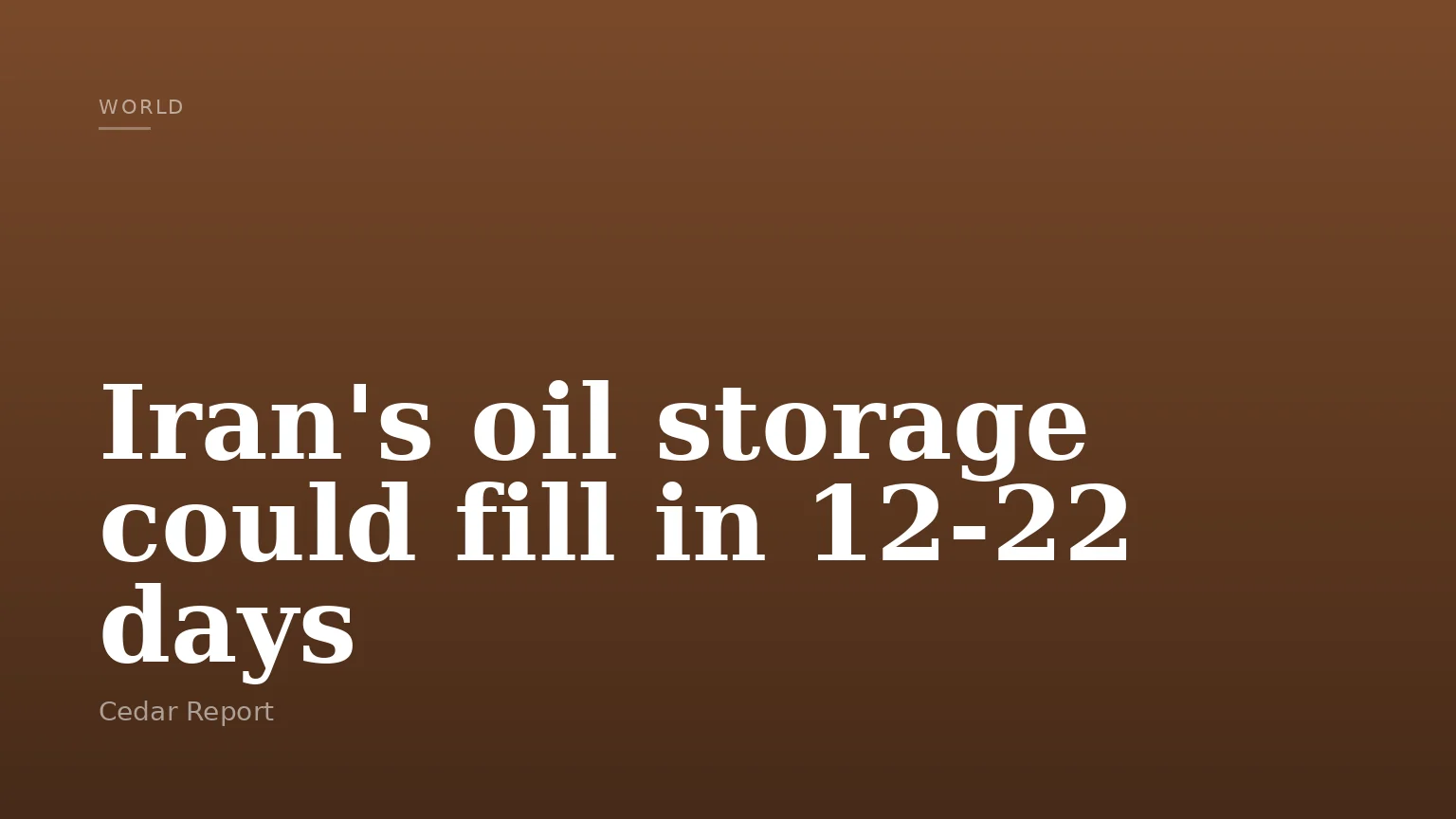 Iran's oil storage could fill in 12-22 days