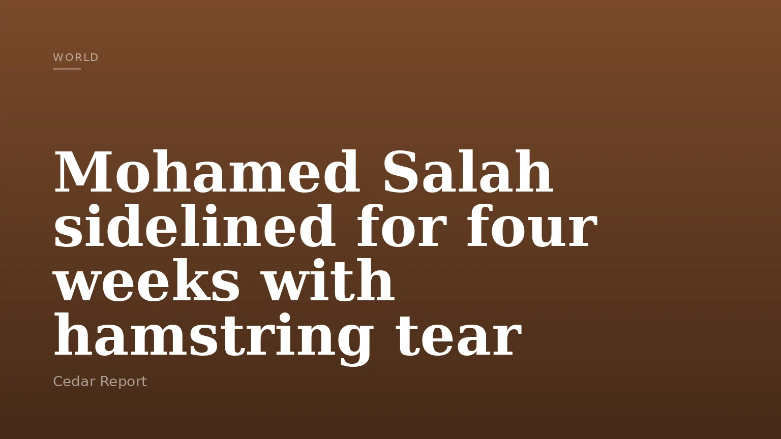 Mohamed Salah sidelined for four weeks with hamstring tear