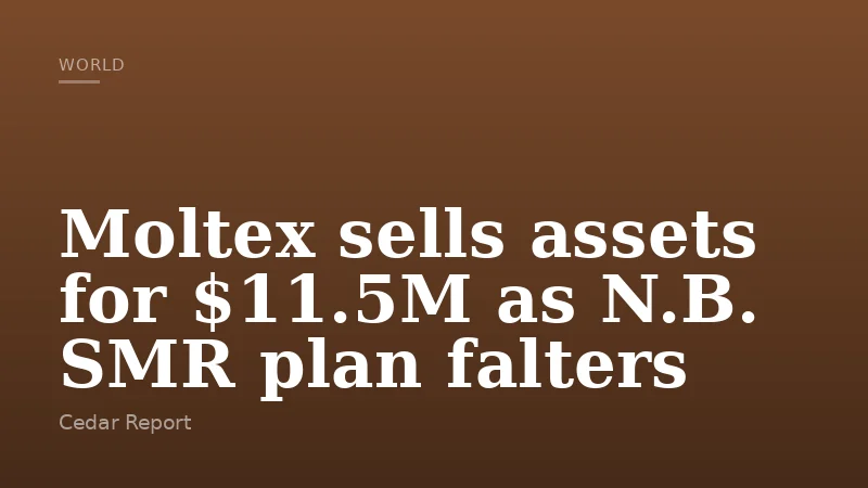 Moltex sells assets for $11.5M as N.B. SMR plan falters