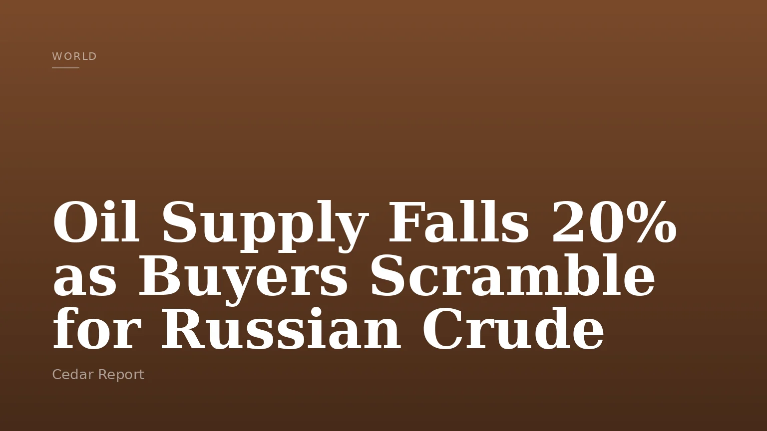 Oil Supply Falls 20% as Buyers Scramble for Russian Crude