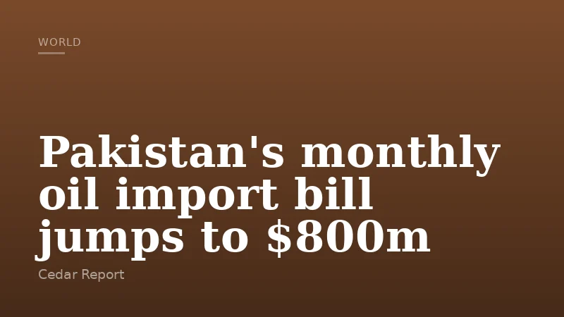 Pakistan's monthly oil import bill jumps to $800m
