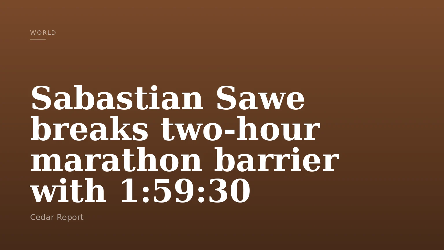 Sabastian Sawe breaks two-hour marathon barrier with 1:59:30
