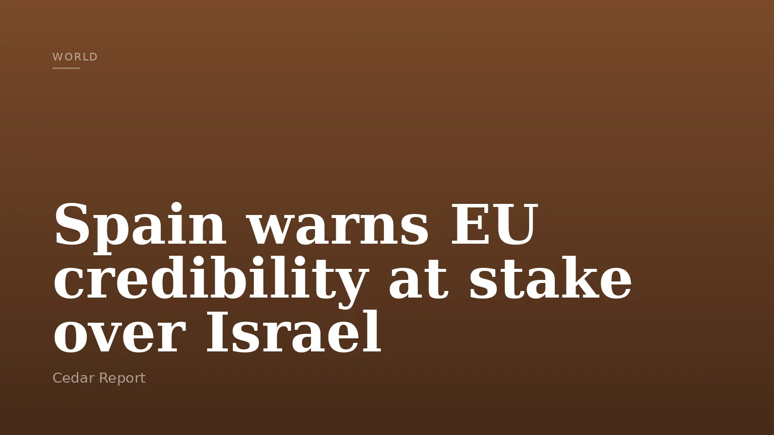 Spain warns EU credibility at stake over Israel