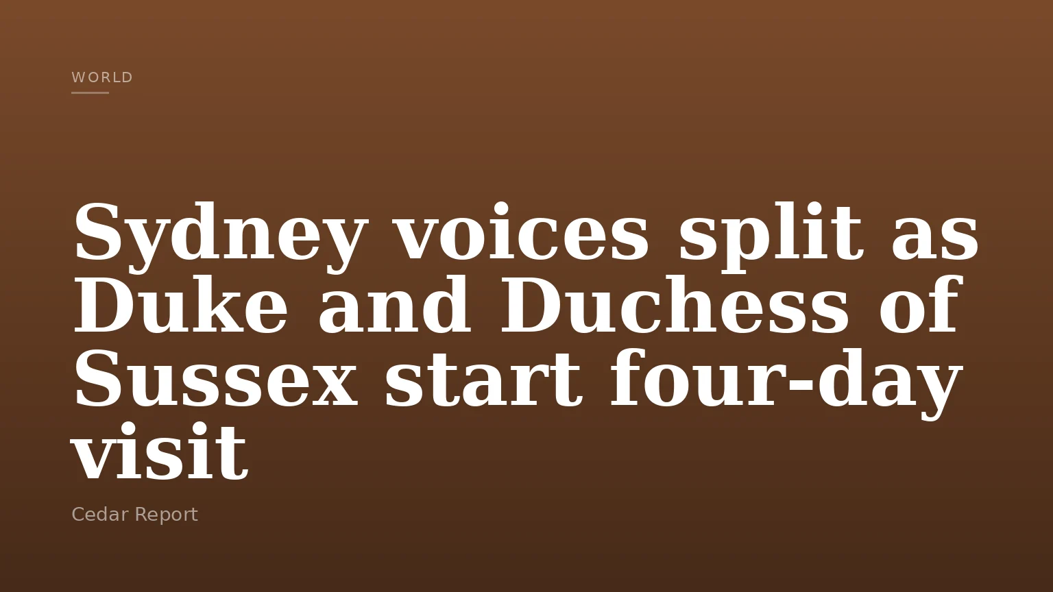Sydney voices split as Duke and Duchess of Sussex start four-day visit