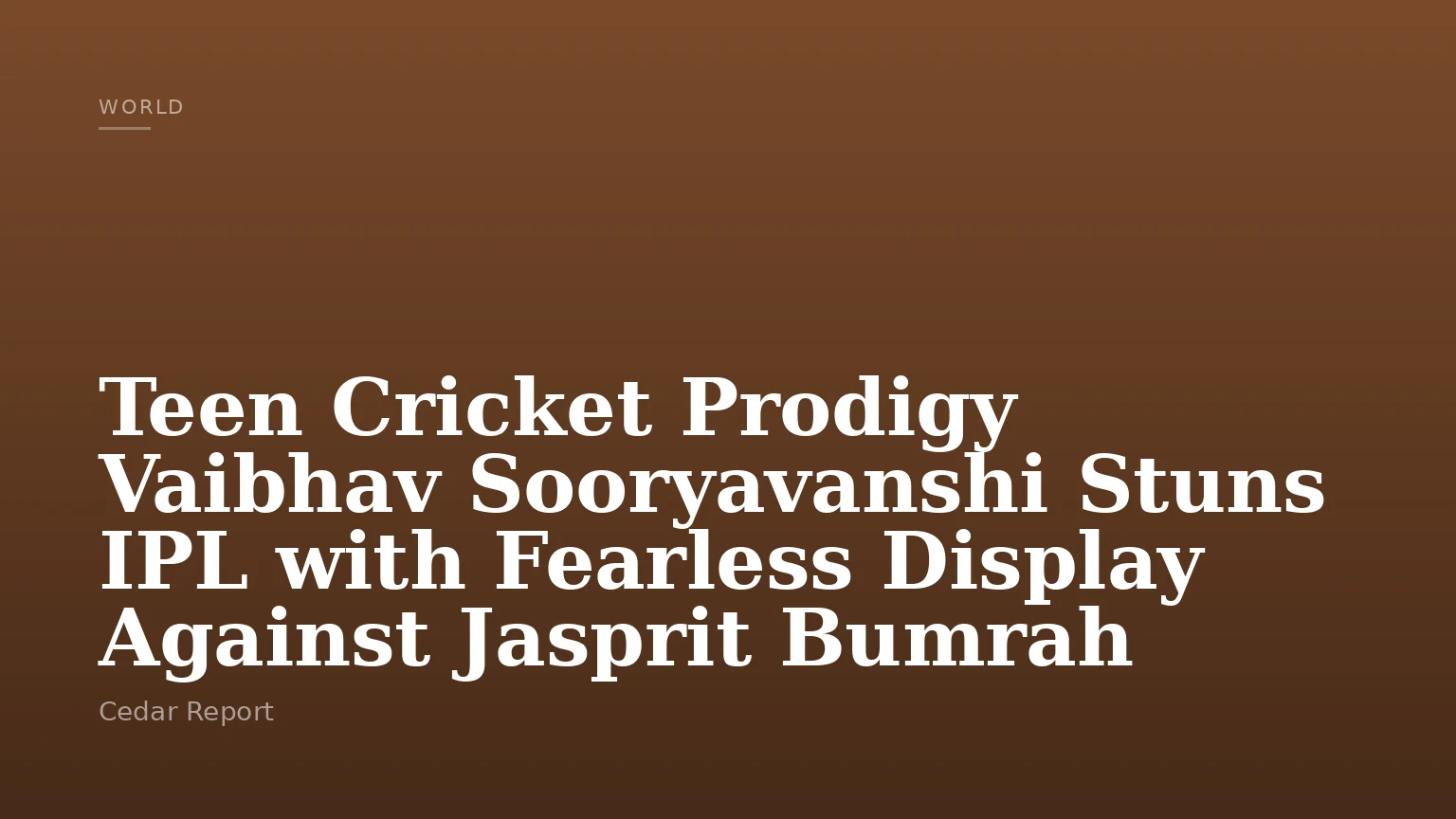 Teen Cricket Prodigy Vaibhav Sooryavanshi Stuns IPL with Fearless Display Against Jasprit Bumrah