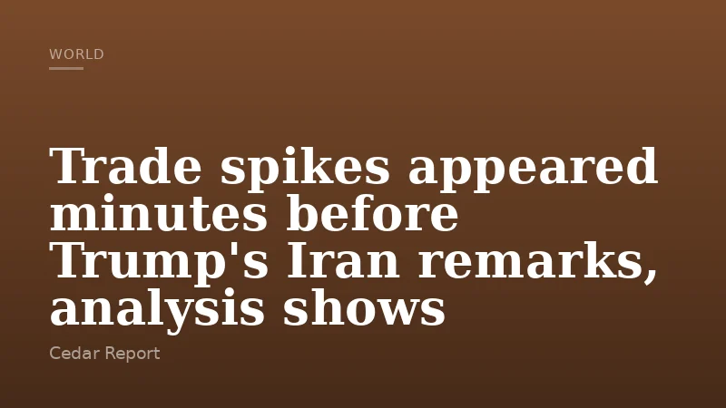 Trade spikes appeared minutes before Trump's Iran remarks, analysis shows