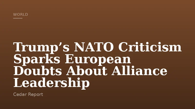 Trump’s NATO Criticism Sparks European Doubts About Alliance Leadership