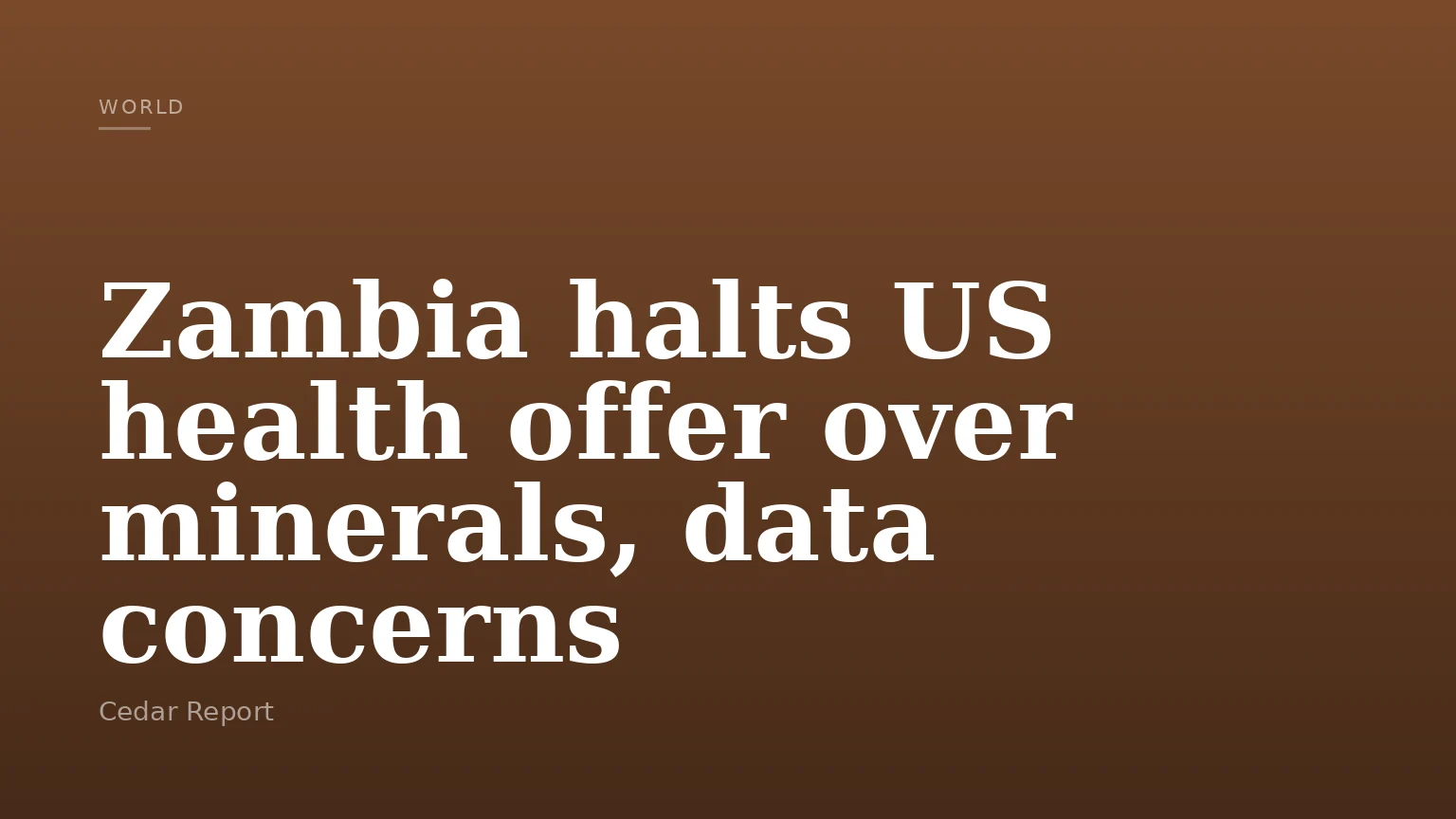 Zambia halts US health offer over minerals, data concerns